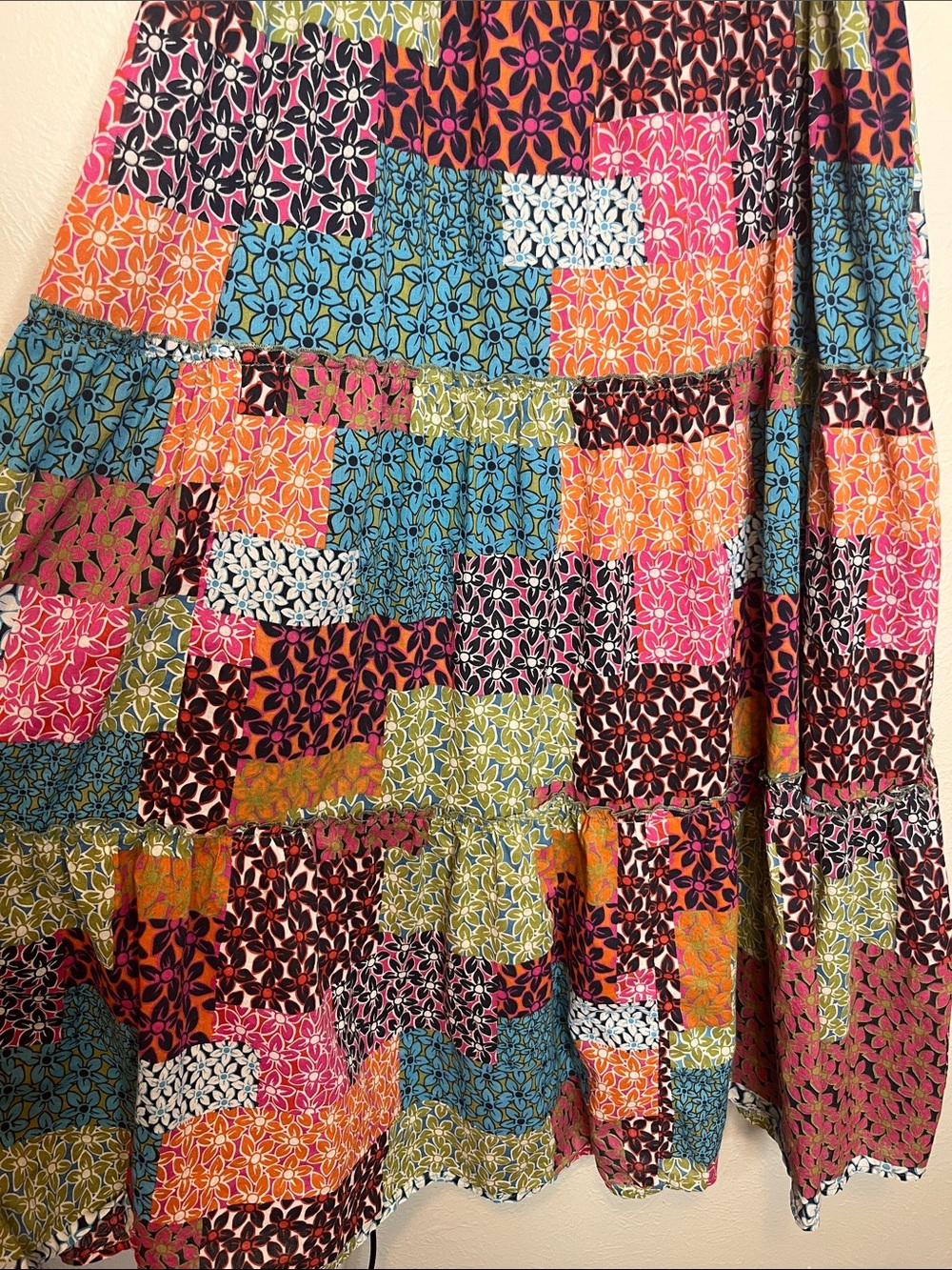 Natural Life Patchwork Maxi Dress Size M Colorful Tiered Boho Hippie Summer - Picture 4 of 7